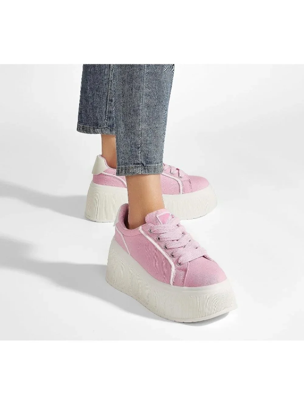 🆕LUCKY STEP Women's Hot Pink Platform Wedge Canvas Sneakers Walking Shoes